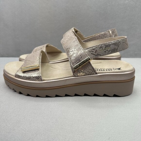 Mephisto Dominica Womens Size 12 (42) Platform Sandals Light Taupe Hook and Loop - Picture 3 of 10